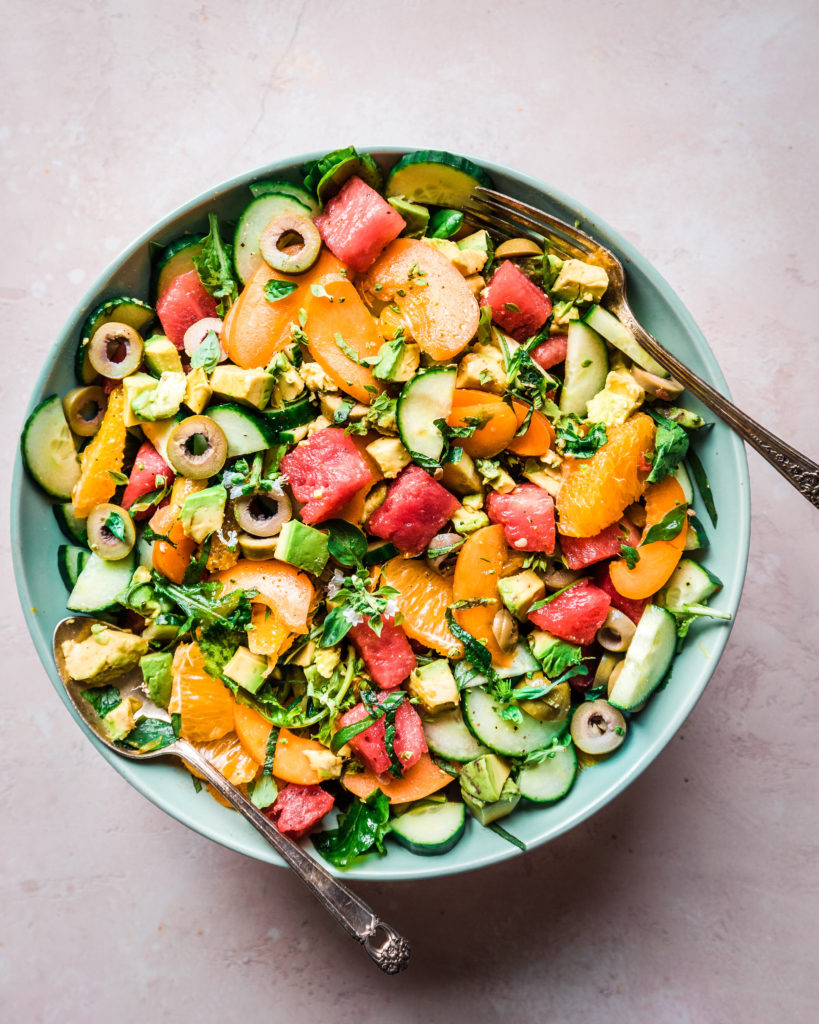 Watermelon Cucumber Salad with Mint and Basil from Rainbow Plant Life