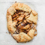 Delicious easy vegan apple galette with a gooey apple pie filling and a flaky golden crust.