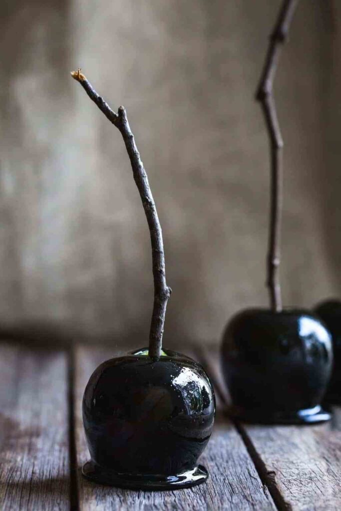 Deliciously Dark Halloween Toffee Apples from My Goodness Kitchen