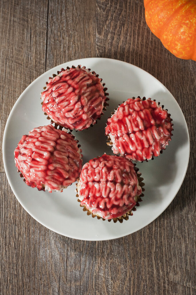 Vegan "Zombie Brain" Halloween Cupcakes from Bear Plate
