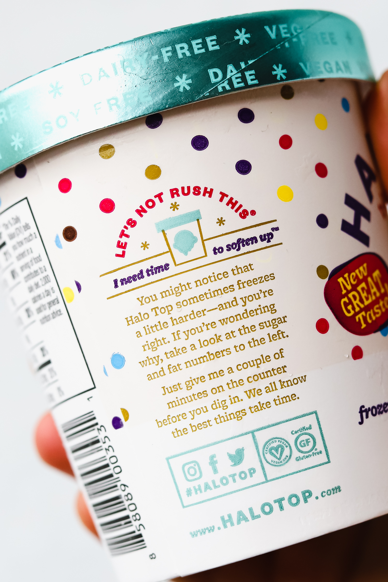 ice cream container with thawing instructions